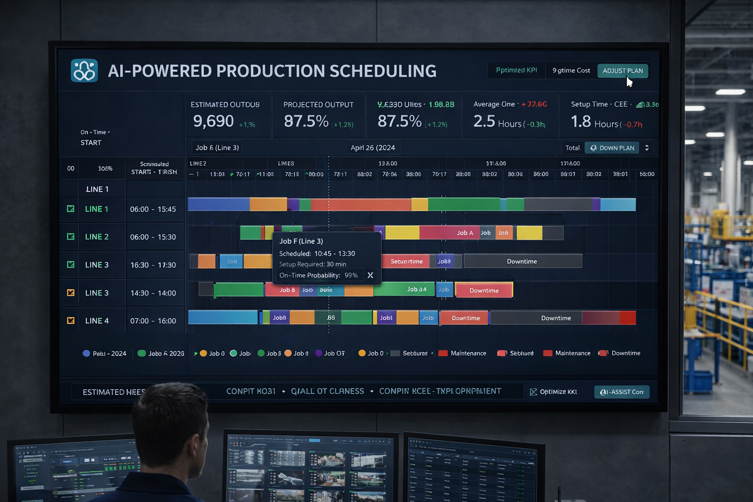 AI-powered production scheduling Gantt chart