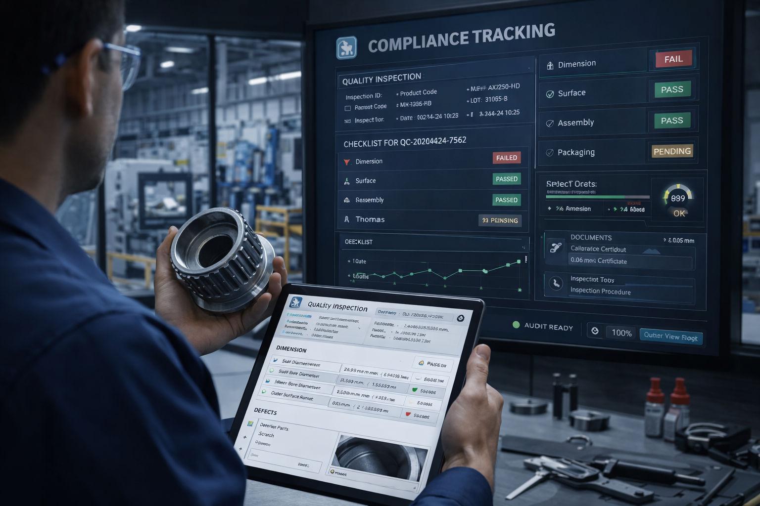 Quality inspection with digital compliance tracking